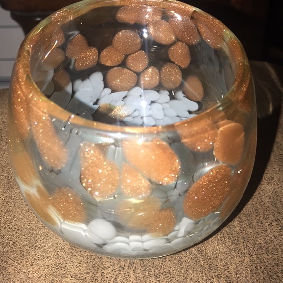 NWT Candle Holder Tea Light Votive Anthropologie Gray &Metallic Bronze Art Glass - Picture 7 of 7